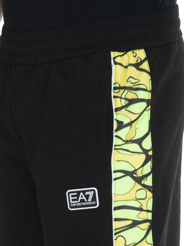 Bermuda in cotone felpato Nero EA7 Uomo
