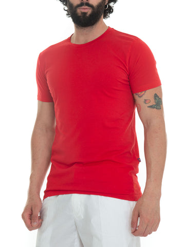 T-shirt girocollo mezza manica Rosso Gallo Uomo