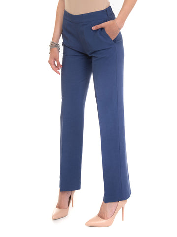 Medium blue soft trousers Maria Bellentani Woman
