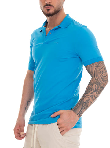 Polo shirt in cotton piqué Light blue by BOSS Man
