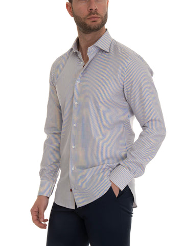 Camicia casual Celeste-beige Carrel Uomo