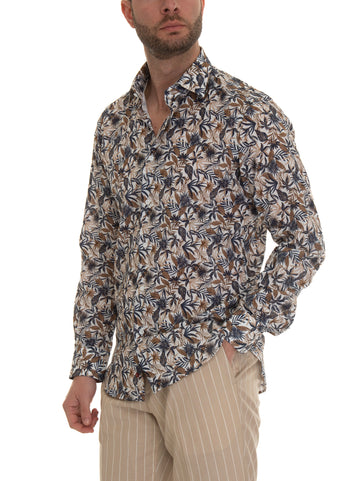 Camicia casual Beige-blu Carrel Uomo