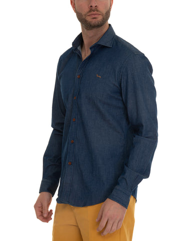 Camicia casual Denim scuro Harmont & Blaine Uomo