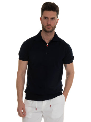 Polo in maglina Blu Kiton Uomo