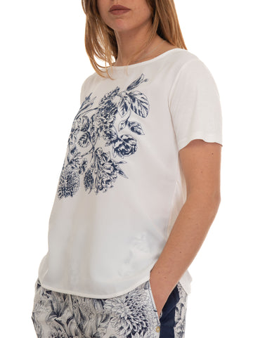 T-shirt manica corta Linaiolo Bianco-blu Pennyblack Donna
