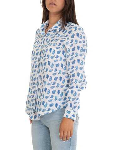Camicia in lino Bianco-azzurro Vincenzo De Lauziers Donna