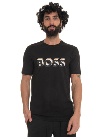 T-shirt girocollo mezza manica Nero BOSS Uomo