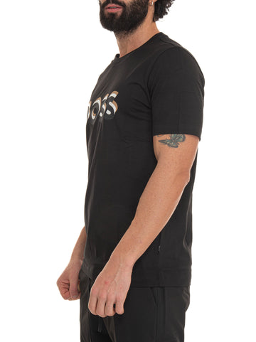 T-shirt girocollo mezza manica Nero BOSS Uomo