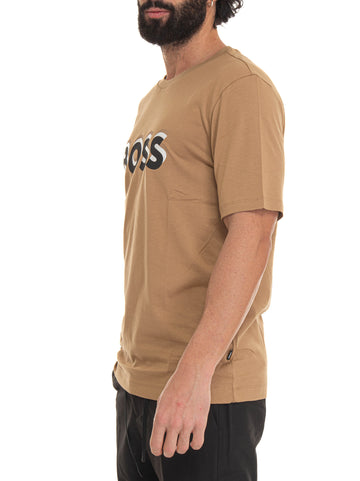 T-shirt girocollo mezza manica Beige BOSS Uomo