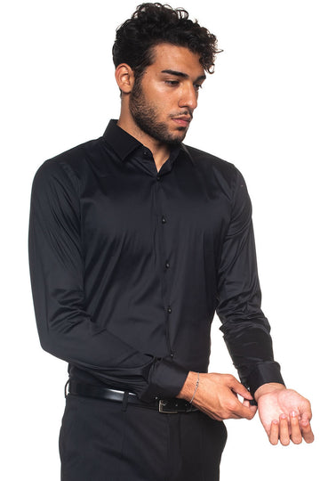 Herwing men's classic shirt Black by BOSS Menswear