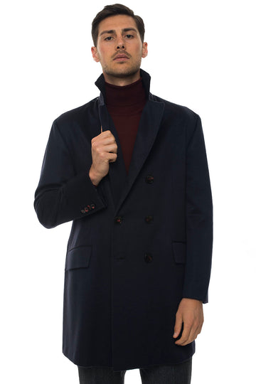 Cappotto doppio-petto Blu Kiton Uomo