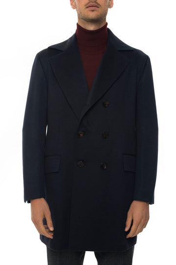 Cappotto doppio-petto Blu Kiton Uomo