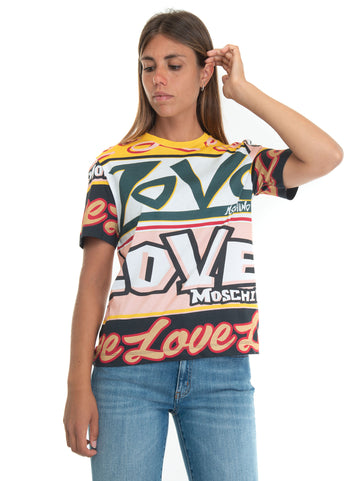 T-shirt girocollo Multicolor Love Moschino Donna