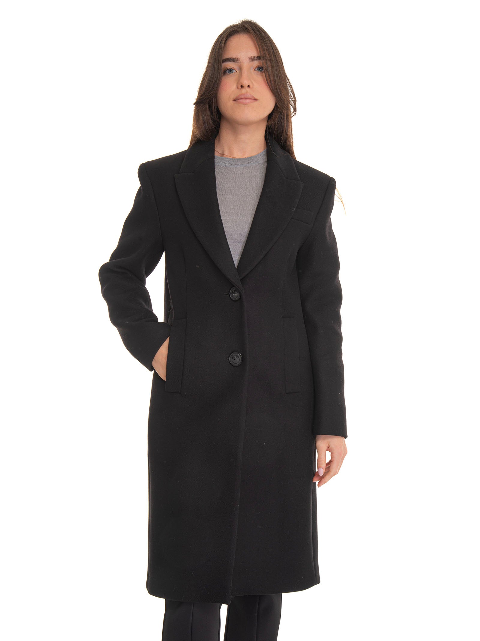 Cappotto bottoni Nero Pinko Donna Scaglione Ischia