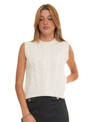 Gilet in maglia POUCHKA Bianco Suncoo Donna