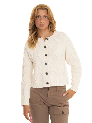 Cardigan con trecce Lorelei Bianco Barbour Donna