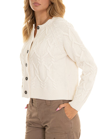 Cardigan con trecce Lorelei Bianco Barbour Donna