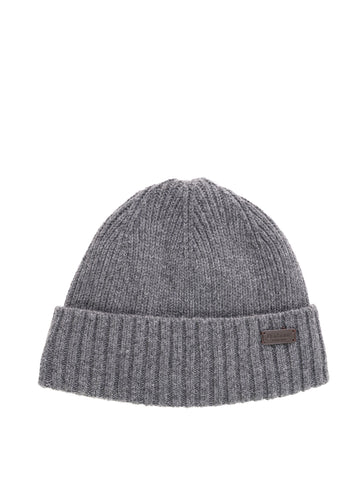 Barbour Men's Light Grey Ribbed Hat