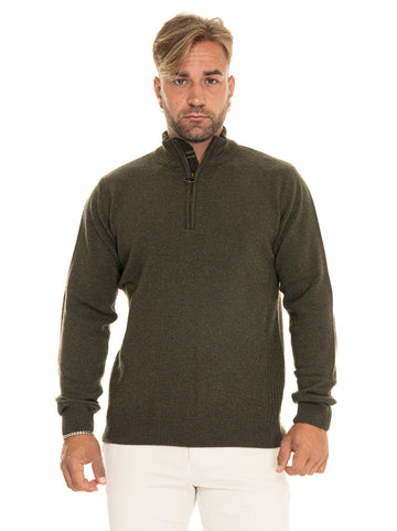 Pullover mezza zip Verde Barbour Uomo