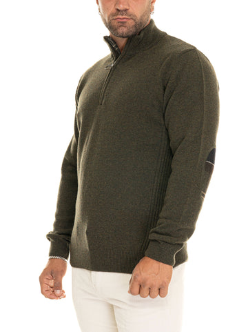 Pullover mezza zip Verde Barbour Uomo