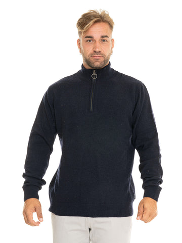 Pullover mezza zip Blu Barbour Uomo