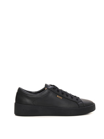 Leather sneakers with laces Black BOSS Men