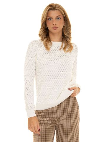 BOSS Women's C-fino Crewneck Sweater White