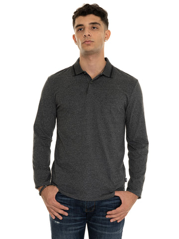 C-PITTMAN Long Sleeve Polo Medium Grey BOSS Men