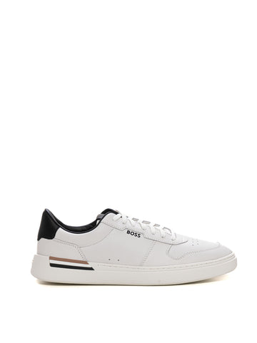 Sneakers in pelle con lacci Bianco BOSS Uomo