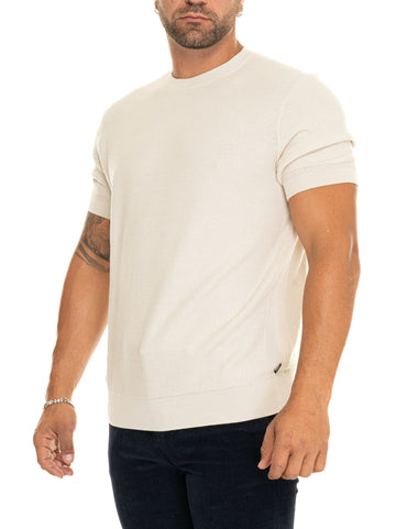 BOSS Men's Cream Crewneck Sweater