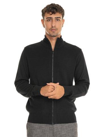 Cardigan zip Nero BOSS Uomo