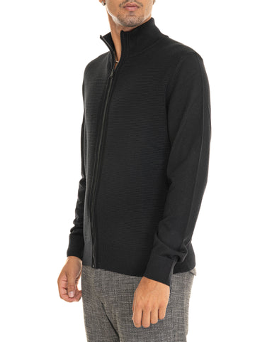 Cardigan zip Nero BOSS Uomo