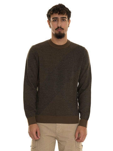 Pullover girocollo H-ECLAUS Marroncino BOSS Uomo