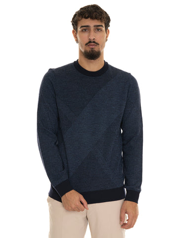 H-ECLAUS Crewneck Sweater Blue BOSS Men