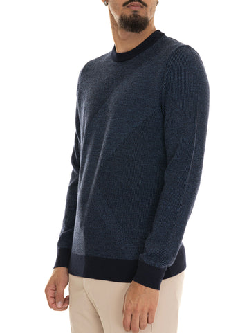 H-ECLAUS Crewneck Sweater Blue BOSS Men