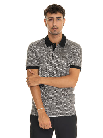 BOSS Men's Black-Grey Short Sleeve Polo