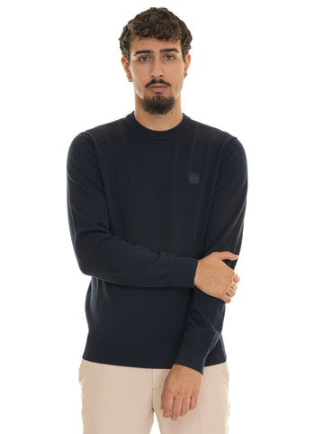 BOSS Men's Blue Crew Neck Sweater