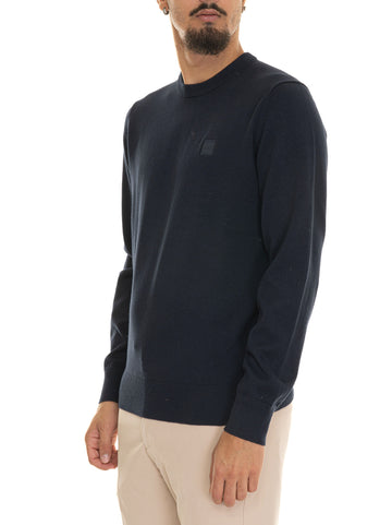 BOSS Men's Blue Crew Neck Sweater