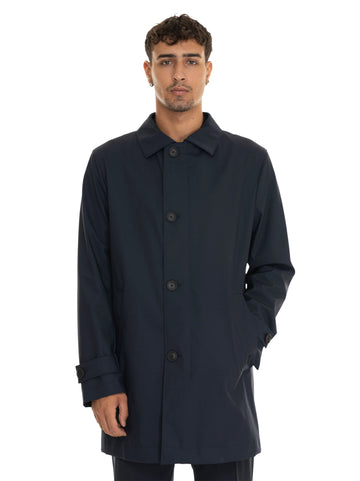 BOSS Men's Blue Long Trench Coat