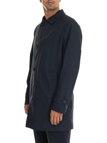 BOSS Men's Blue Long Trench Coat