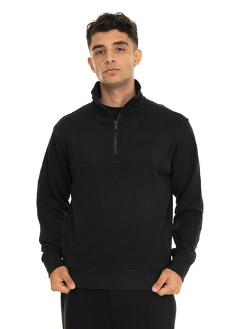 ZE-COURDUROY Half Zip Sweatshirt Black BOSS Men