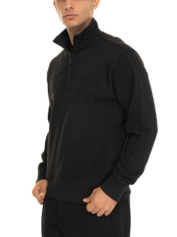 ZE-COURDUROY Half Zip Sweatshirt Black BOSS Men