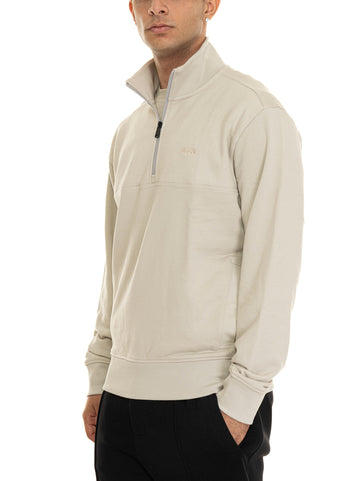 ZE-COURDUROY Beige BOSS Men's Half Zip Sweatshirt