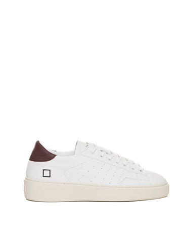 DATE Men's Levante White-Burgundy Lace-Up Leather Sneakers