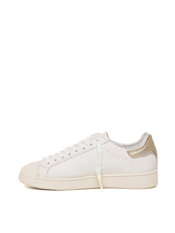 Sneakers con lacci Base calf Bianco-oro D.A.T.E. Donna