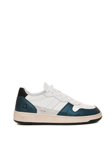 Sneakers con lacci Court 2.0 laminated  Bianco-blu D.A.T.E. Donna