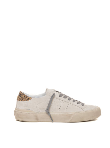 Sneakers con lacci Hill low suede Beige D.A.T.E. Donna