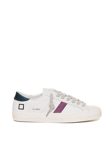 Sneakers con lacci Hill low vintage calf Bianco-viola D.A.T.E. Donna