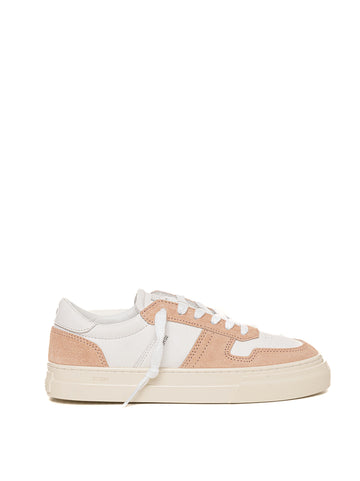 DATE Women's Studio Bicolor White-Pink Lace-Up Sneakers