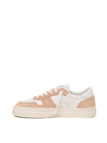 DATE Women's Studio Bicolor White-Pink Lace-Up Sneakers